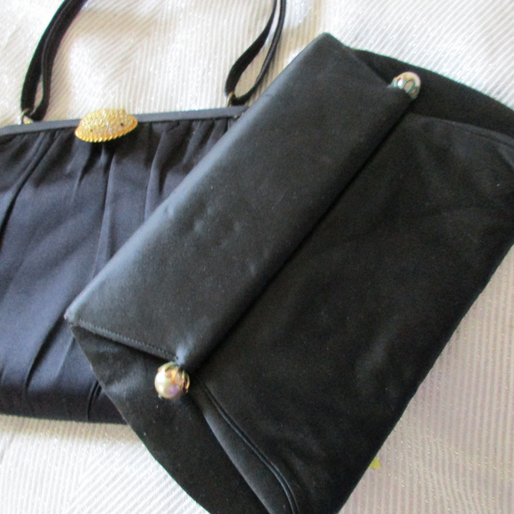 JOSEF Bags Vintage Josef Satin Pearl Envelope Clutch Bag Blk Poshmark